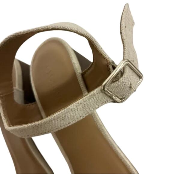 Old Navy Slingback Chunky Heel Sandal Shoes 10 Natural Beige New with Tags - Picture 5 of 13